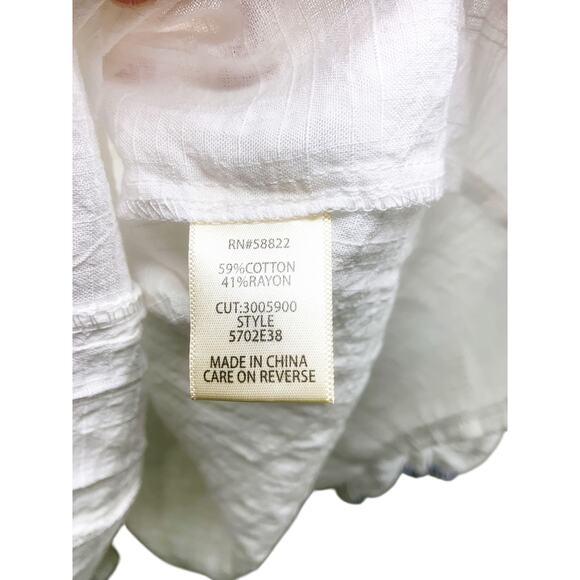 Max Studio White Floral Embroidered Balloon  Sleeve Blouse Size XL NWT $138 Boho - Picture 6 of 9